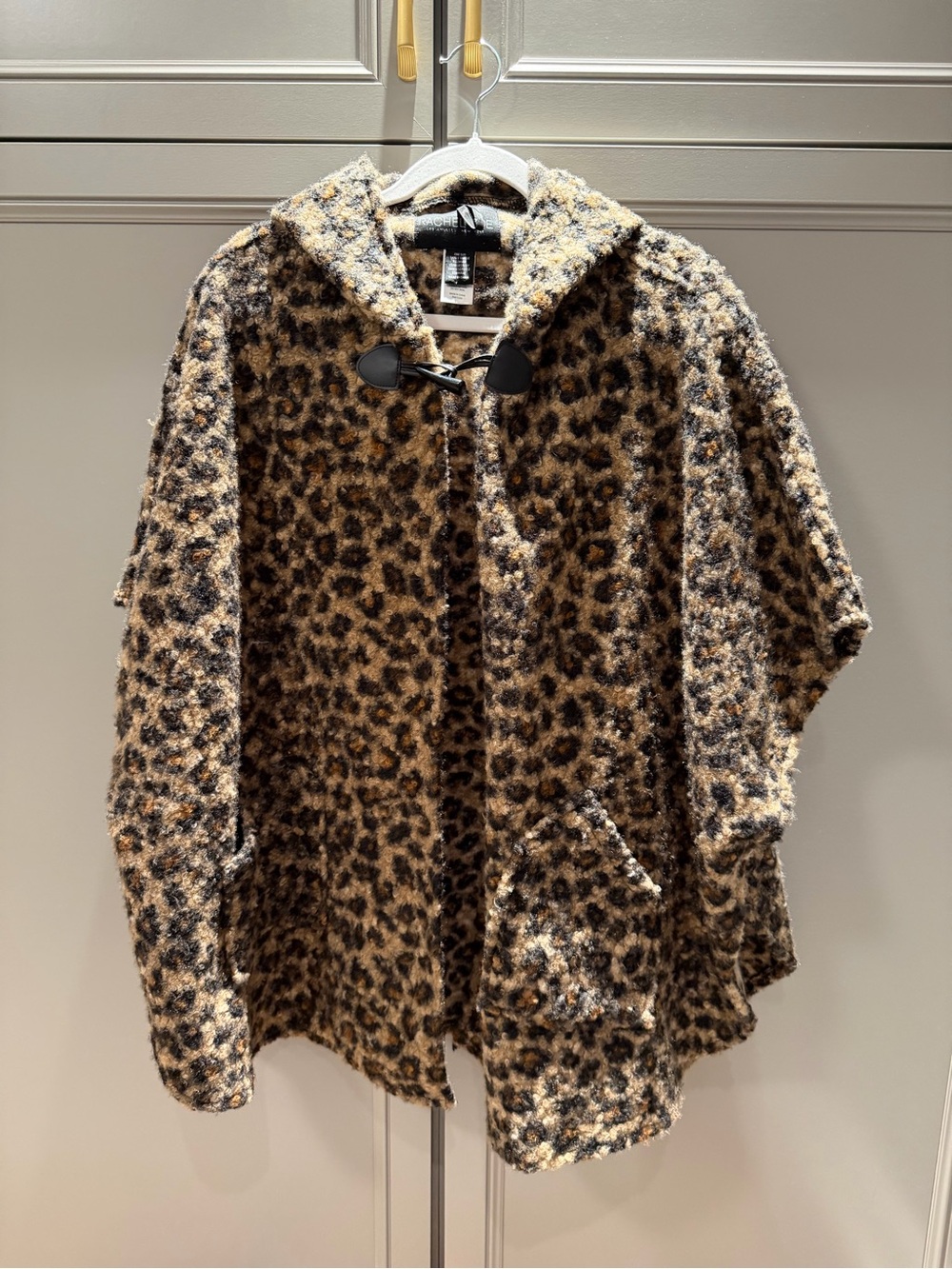 Rachel Zoe Leopard Print Hooded Toggle Coat